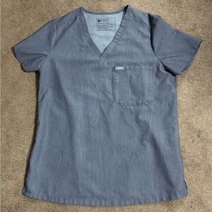 FIGS Slate Blue V-Neck Scrub Top